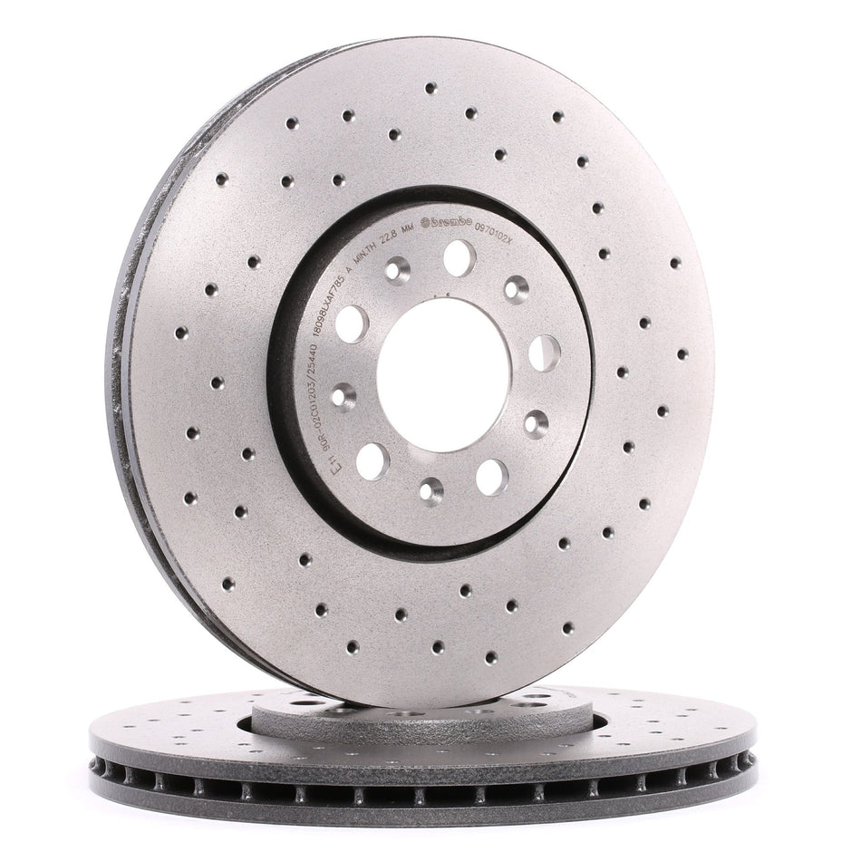 Paire de disques de frein perforés ventilés BREMBO pour étrier 130CV -